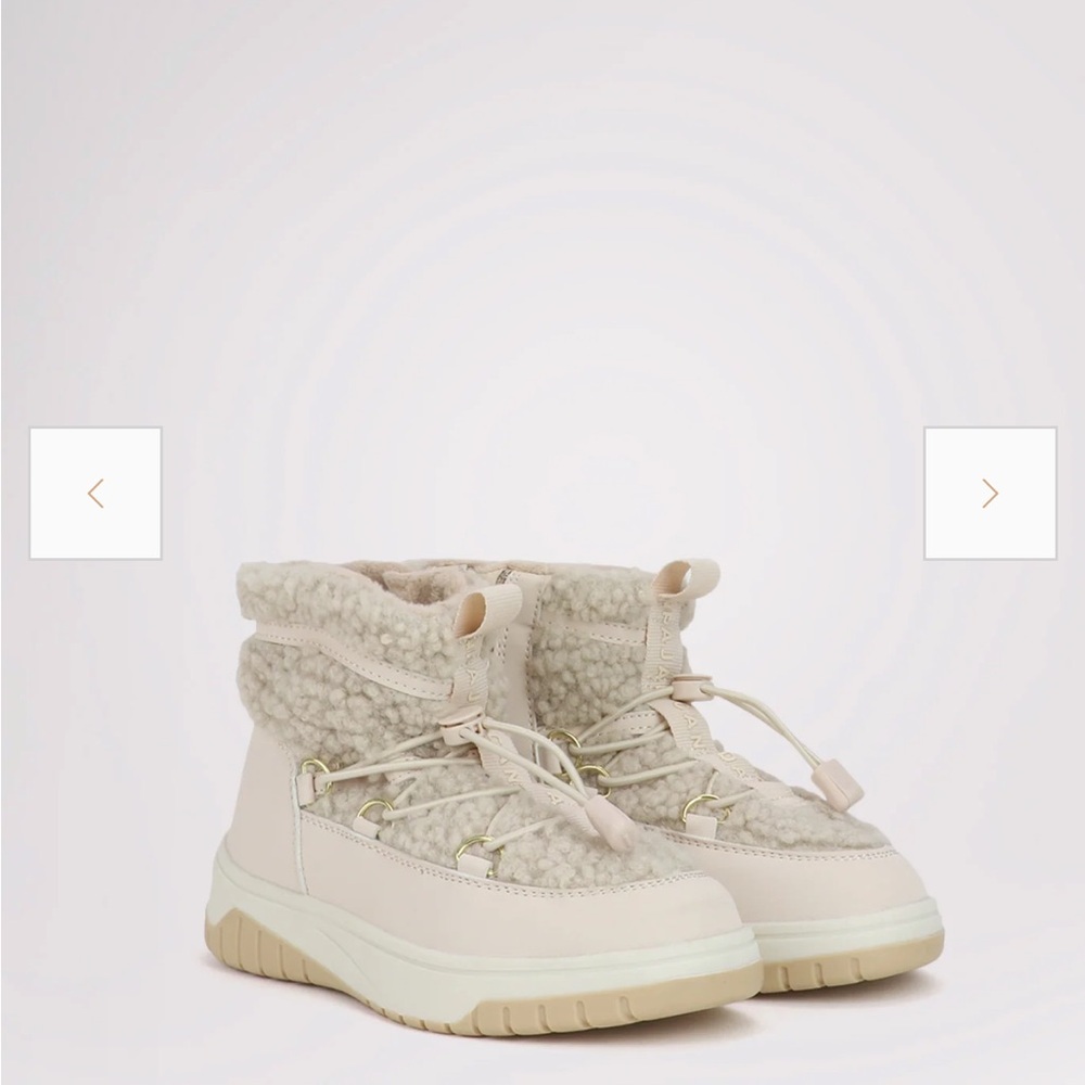 Pajar Cream Beige Sherpa Lace-Up Winter Boots